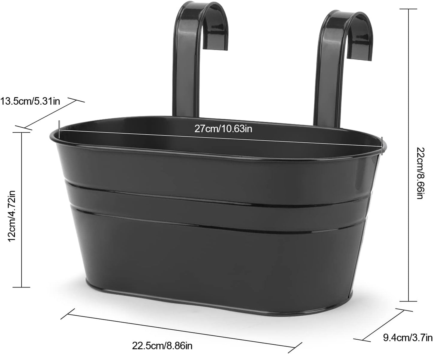 Lot de 4 Cache-Pots Muraux en Métal (Design Suspendu)