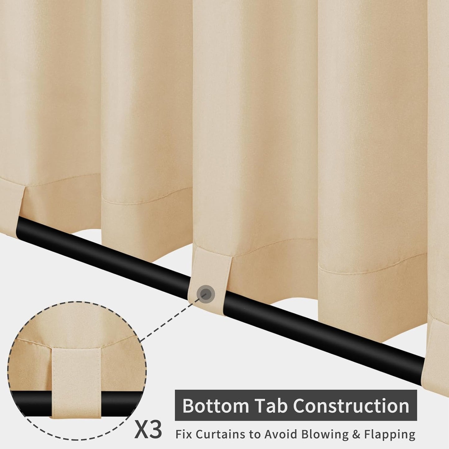 Rideaux de Terrasse / Extérieur Faciles à Installer (Détachables)