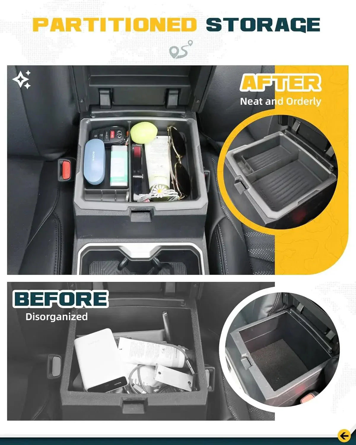 TRUMGETA Center Console Organizer Tray for 2024 2025 Toyota Tacoma