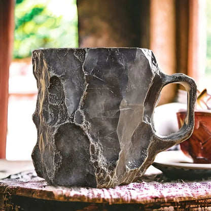Handmade Geode Crystal Coffee Mug - 15 oz Large Artisan Ceramic Cup - Agate & Amethyst Design