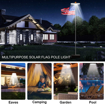 128 LED Solar Power Flag Pole Lights 2025 Upgraded Design (125,000+ Hours)