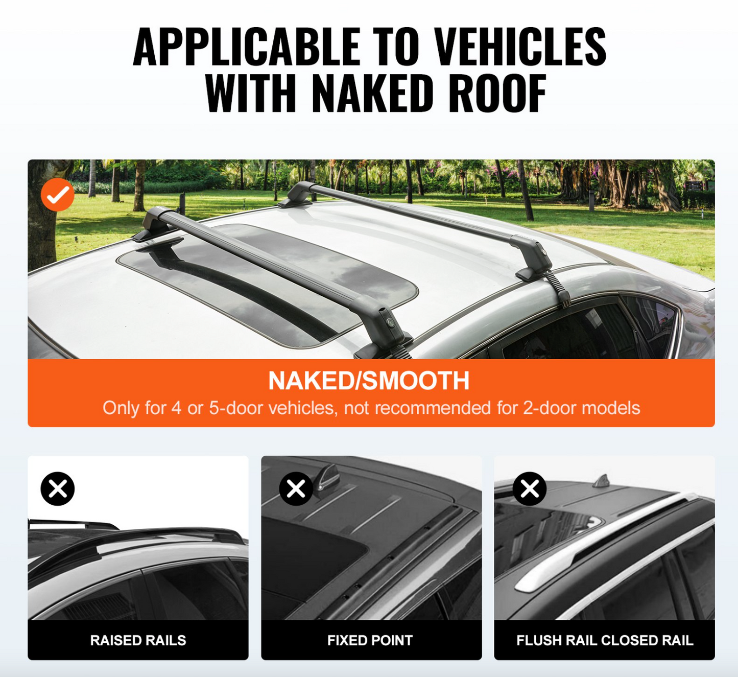 Universal Roof Rack Cross Bars, 41.3" Aluminum Roof Rack Crossbars, Fit Roof without Side Rail, 155 lbs Load Capacity, Adjustable Bare Roof Crossbars with Locks, for SUVs, Sedans, and Vans