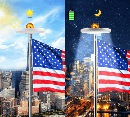 128 LED Solar Power Flag Pole Lights 2025 Upgraded Design (125,000+ Hours)