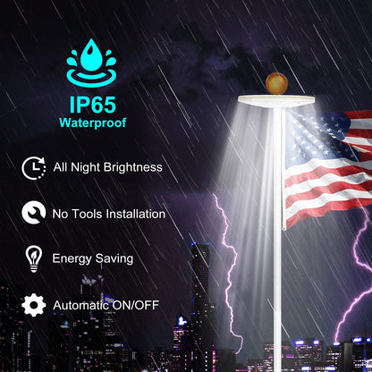 128 LED Solar Power Flag Pole Lights 2025 Upgraded Design (125,000+ Hours)